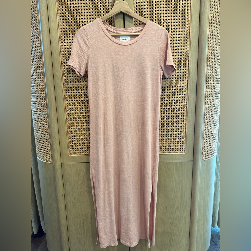 MATE the Label Blush Crewneck Short-Sleeve Maxi Dress